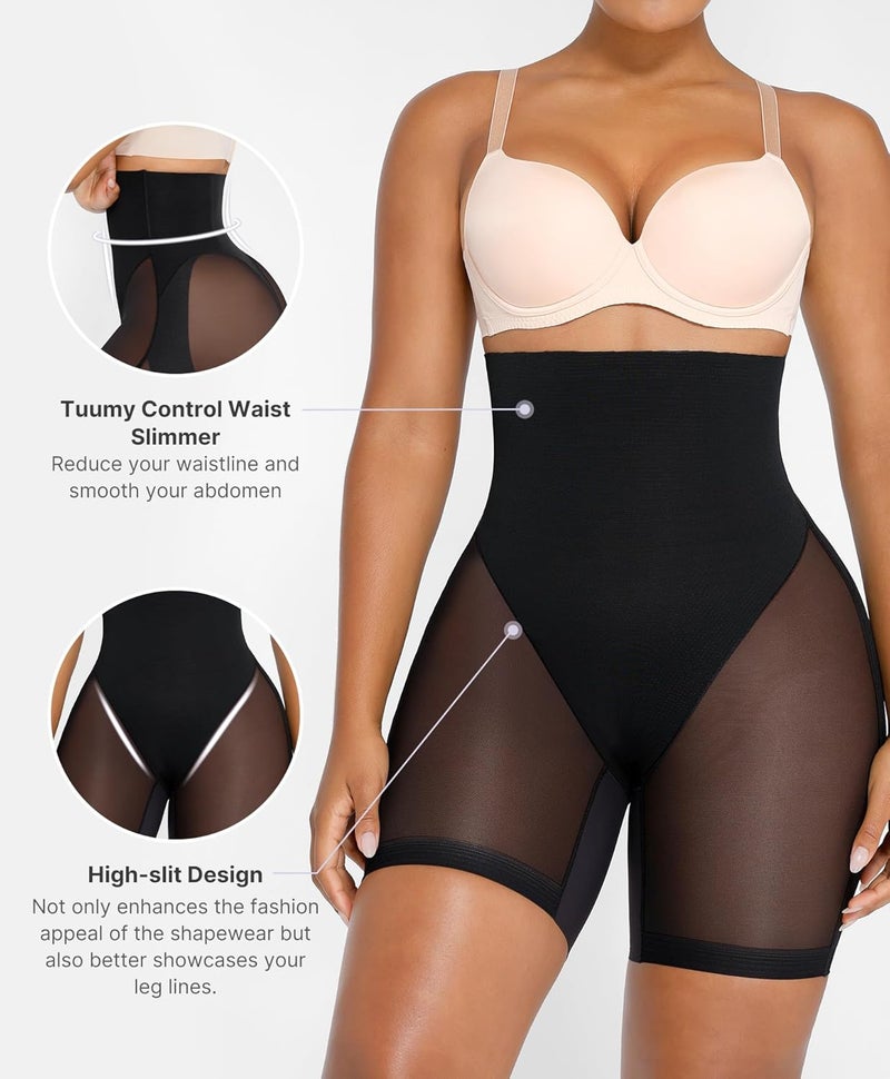 SHAPELLX Shapewear Tummy Control Waist Cincher Girdle Butt Lifting Shapewear Plus Size Seamless Body Shaper Shorts Black - Image 3